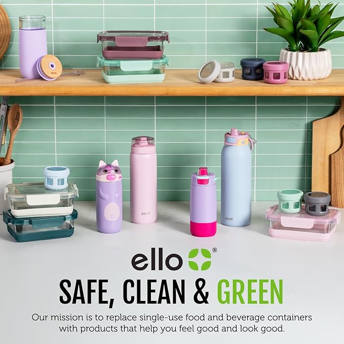 Ello Snap & Nest 10-Piece 4.5 Cup Plastic Meal Prep Set, Reusable Food Containers for Healthy Eating, Freezer, Dishwasher Safe, Cactus Blooms
