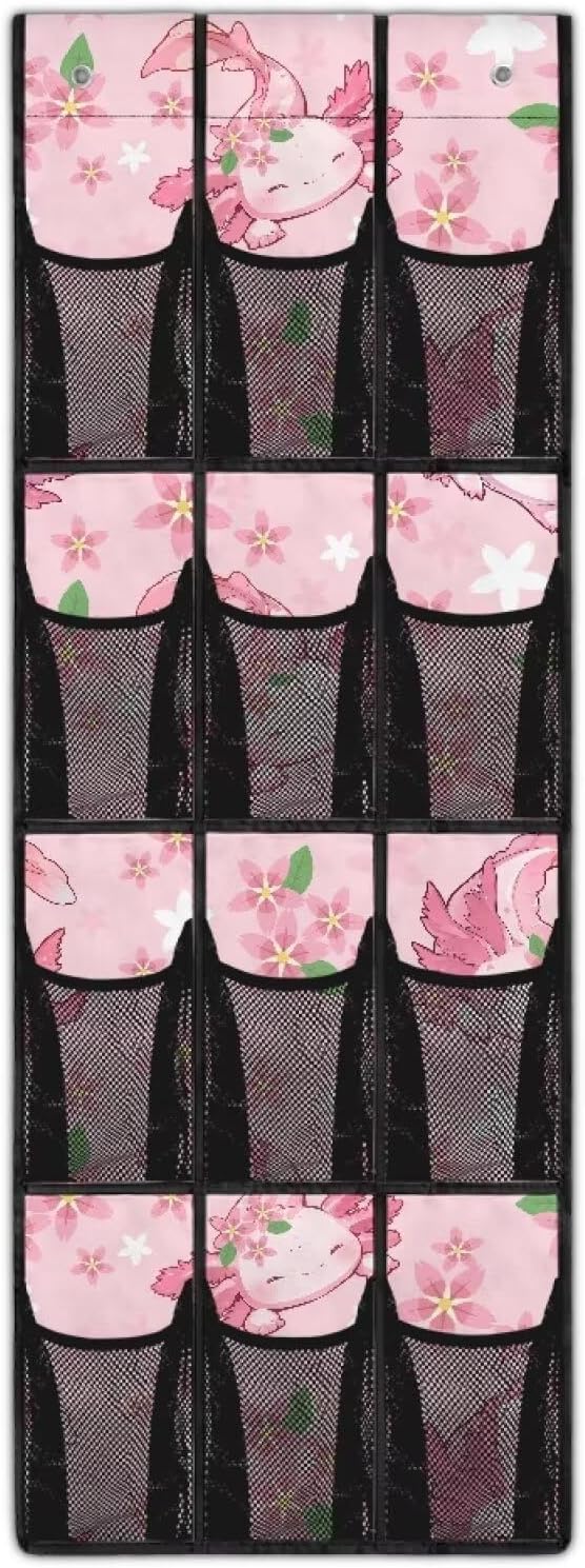 Axolotl Cherry Shoe Organizer Door Hanger,Shoes Hanger Storage Organizer Bag Storage for Small Spaces,Hanging Shoe Storage