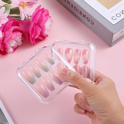 Lemecima 30 Pcs Press On Nail Storage Box Set with Acrylic Display Case Organizer - Press On Nail Packaging Box with 120 Pcs Adhesive Tapes for Fake Nail-Storage Nail-Display Nail-Salon