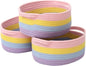JMvicyroam Woven Basket,Small Rope Storage Bin with Handles & Ribbon Bag, Organizer for Shelves Closets,Gift Basket Empty for Birthday,Books,Dog Toys, Rainbow/3 Pack