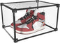 LANSCOERY Shoe Storage Box Stackable Shoe Organizer, Clear Acrylic Foldable Shoe Storage Containers Display Case with Magnetic Side Opening Door for Sneakers, Booties, Pumps, Flats, Heels, Set of 1