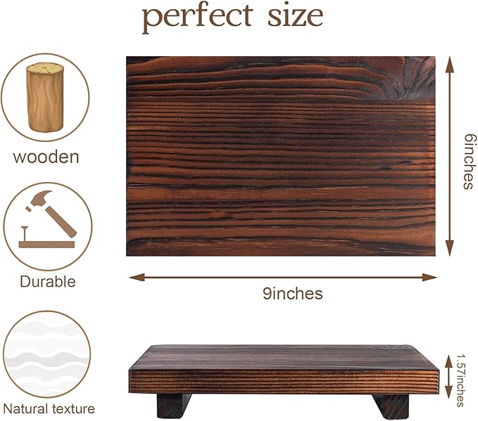 Bathroom Counter Organizer Wood Pedestal Stand Farmhouse Decorative Tray Soap Holder for Kitchen Decor, 9" x 6" - Dark Brown