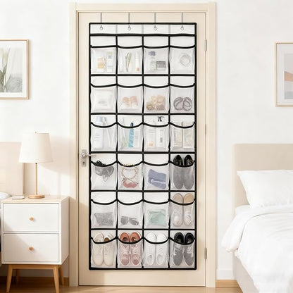 Cruise Essentials 2026 Over The Door Organizer For Cruise Ship 24 Pocket Magnetic Door Organizers with 4 Metal Hooks and 4 Strong Magnets Door Organizer Hanging for Cabin Behind Door Storage Organizer