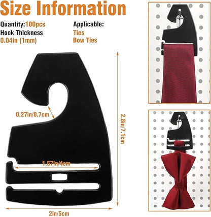 Maxdot 100 Pcs Tie Hangers, Plastic Neck Tie Holders for Display, Black Necktie Hook Hangers for Men Retail Closet, 2.8 x 2 inches