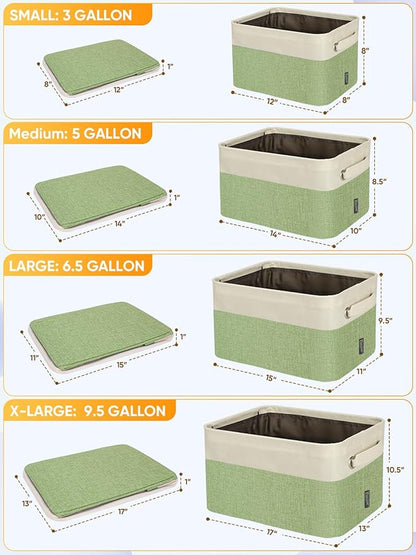 BALEINE 1 Pack Fabric Closet Storage Bins for Shelves, Linen Closet Organizers and Storage, Decorative Baskets for Organizing, Shelf, Clothes, Home, Office (Green, 14''x10''x8.5'')