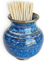 Handmade Ceramic Toothpick Holder – Blue Pottery Bud Vase – Small Entertaining Accessory for Charcuterie, Hors d’Oeuvres, or Cocktail Picks