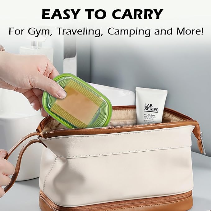 AIDIMMING Travel Soap Case, Bath Soap Holder, Bar Soap Dish with Lid for Traveling,Portable Bar Soap Container for Traveling, Camping, Gym, Bathroom (Green)