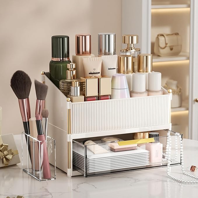 Modular Makeup Organizer, Clear Acrylic Cosmetic Storage Box with Drawer, Vanity Countertop Organizer for Makeup, Skincare and Beauty Accessories – Multiple Styles