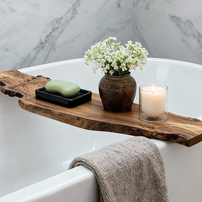 Ceramic Soap Dish with Raised Ridges, Rectangle Soap Tray, Decorative Soap Holder for Bathroom Counter, Shower and Kitchen Sink, Black