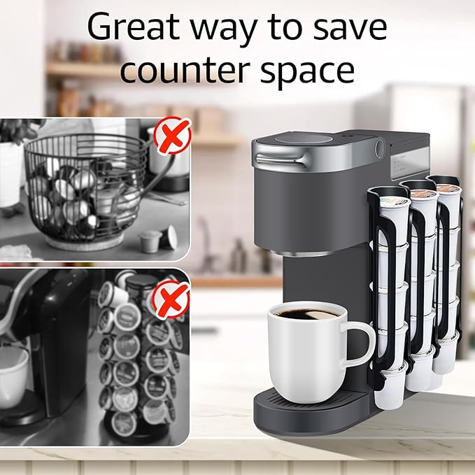 K Cup Holder for Keurig: Coffee Pod Holder for Counter Small Space - Kcup holder for Wall Mount (4, Black)