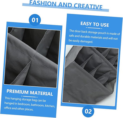 UKCOCO Multi Layer Door Back Storage Pouch Oxford Cloth Wall Hanging Organizer with Large Pockets Space Saving Shoe and Item Holder for Home Bathroom Kitchen Grey