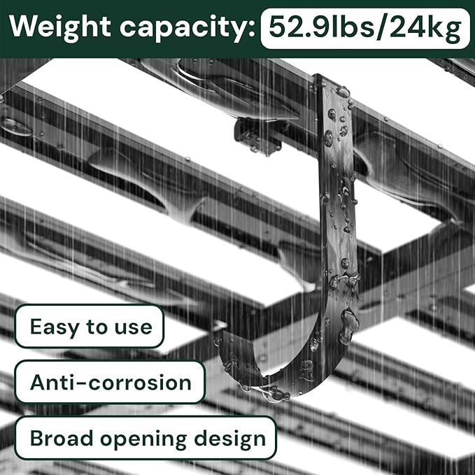 SunsGrove Heavy-Duty 4-Pack Overhead Garage Ceiling Storage Hooks, Add-On Storage Flat Hook Accessory for Hanging Bikes and More, Supports Up to 53lbs