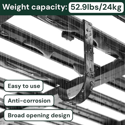 SunsGrove Heavy-Duty 4-Pack Overhead Garage Ceiling Storage Hooks, Add-On Storage Flat Hook Accessory for Hanging Bikes and More, Supports Up to 53lbs