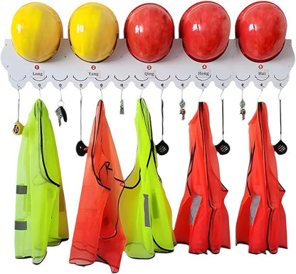 Wall Mounted Hard Hat Rack Hanger Hook Safety Helmet Holder Organizer, Construction Worker Hard Hat Fixer Placement helmet Hanging Fall Protection Rack, for Workshop Office resting Room Lounge