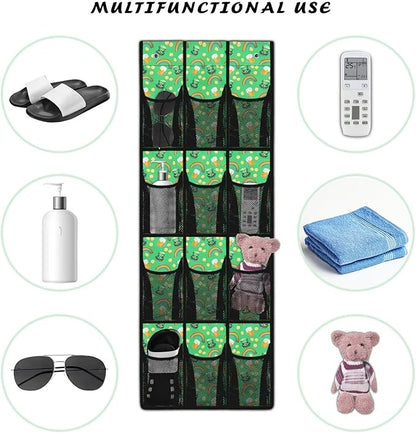 Over the Door Shoe Organizer 12 Large Mesh Pockets Shoe Storage Organizer Foldable Hanging Shoe Organizer for Closet Green Hat Rainbow