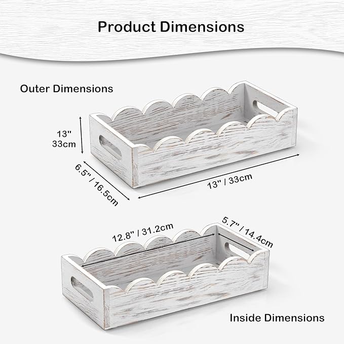 Bathroom Basket for Toilet Tank - White Wood Toilet Basket with Decorative Wavy Panels, Back of Toilet Organizer for Organizing Toilet Paper, Towels, and Bathroom Accessories