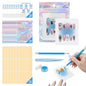 100PCS Press on Nail Packaging Bag, 100PCS Display Card with 231 Pcs Pre-cut Adhesive Tape & Diamond Art Pens & Glue Clay & Tweezers, 6-in-1 Set for Nail Display (Laser)