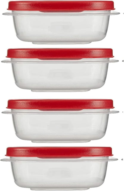 Rubber maid Food Storage Containers, 1.25 Cup Food Storage Containers, 9 Peice Set, Easy Find Lids, 4 Containers, 4 Lids Chalk Pen And Chalk Labels