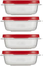Rubber maid Food Storage Containers, 1.25 Cup Food Storage Containers, 9 Peice Set, Easy Find Lids, 4 Containers, 4 Lids Chalk Pen And Chalk Labels
