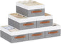 Clothing Storage Boxes, Drawer Organizers with Handles, Cube Organizer Bin for Organizing, 13 × 9.1 × 5.5 Inch, White and Grey, 6-Pack