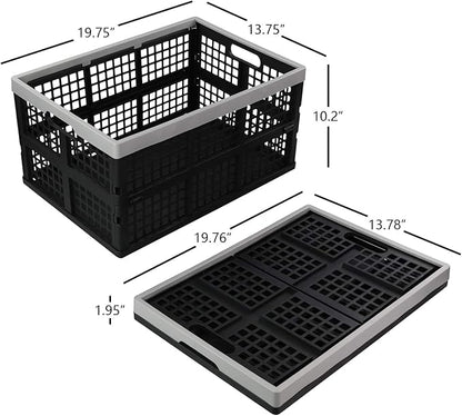 Vababa 42 L Plastic Stackable Collapsible Storage Crate, 3-Pack Stacking Folding Storage Basket