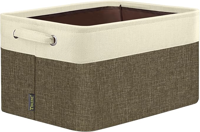 BALEINE 1 Pack Fabric Closet Storage Bins for Shelves, Linen Closet Organizers and Storage, Decorative Baskets for Organizing, Shelf, Clothes, Home, Office (Brown, 17''x13''x10.5'')