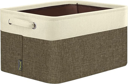 BALEINE 1 Pack Fabric Closet Storage Bins for Shelves, Linen Closet Organizers and Storage, Decorative Baskets for Organizing, Shelf, Clothes, Home, Office (Brown, 15''x11''x9.5'')