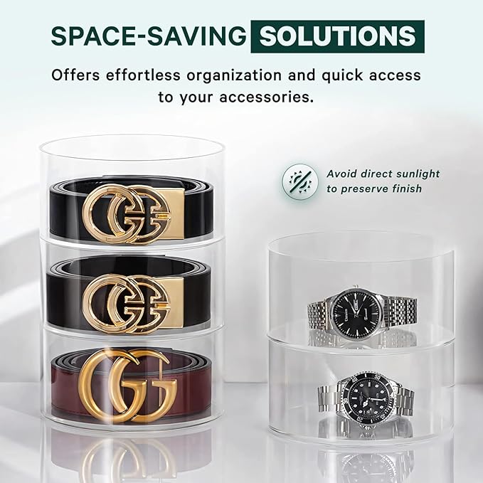Acrylic 5-Layer Organizer & Display Case for Belts, Jewelry, Kitchen, and Closet Accessories - Transparent Storage for Watches, Rings, and Cosmetics