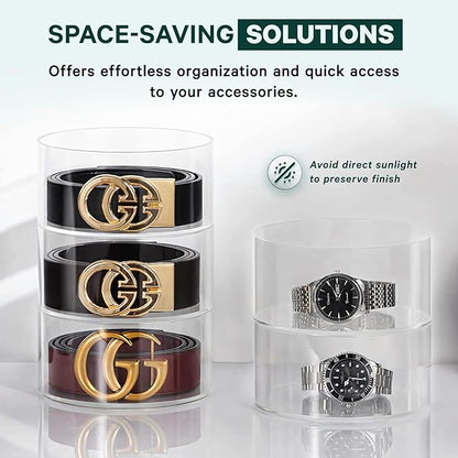 Acrylic 5-Layer Organizer & Display Case for Belts, Jewelry, Kitchen, and Closet Accessories - Transparent Storage for Watches, Rings, and Cosmetics