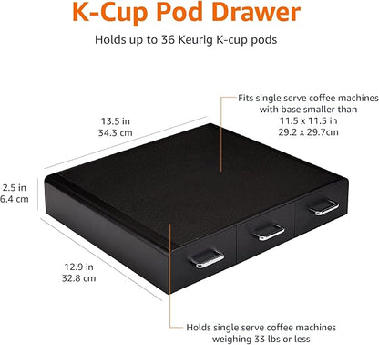 Amazon Basics K-Cup Compatible Coffee Pod Storage Drawer, 3 Easy-Open Drawers, 36 Pod Capacity, Black (Pack of 6)