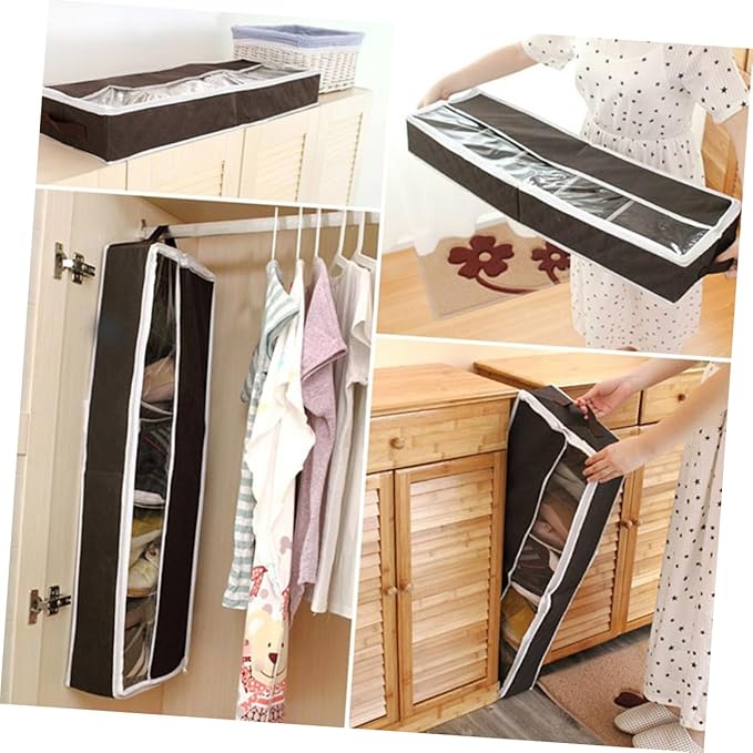 GARVALON Foldable Non Woven Shoes Box with Visual Window for Home and Dorm Compact Shoe Organizer Dustproof Storage Case Portable