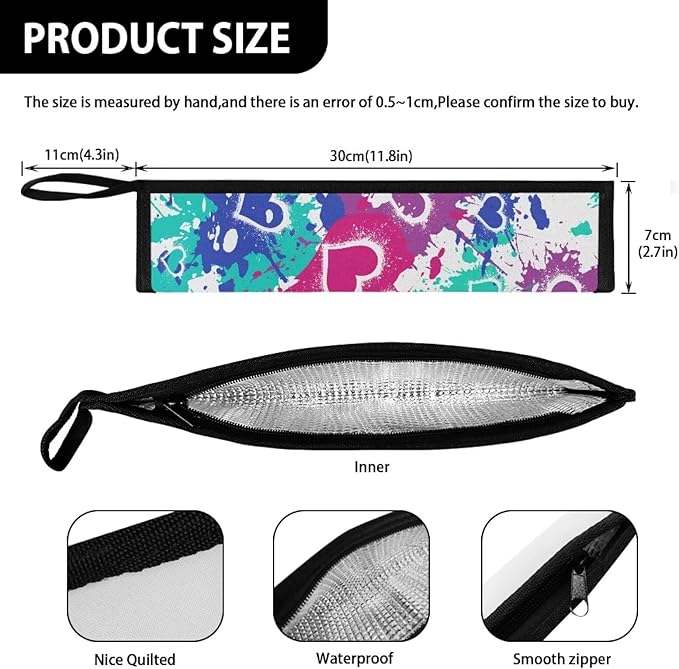 COEQINE Travel Silverware Case Lovely Heart Travel Utensil Carrying Case With Handles Leafproof Lightweight Flatware Organzier For Travel Washable Machine Doodle