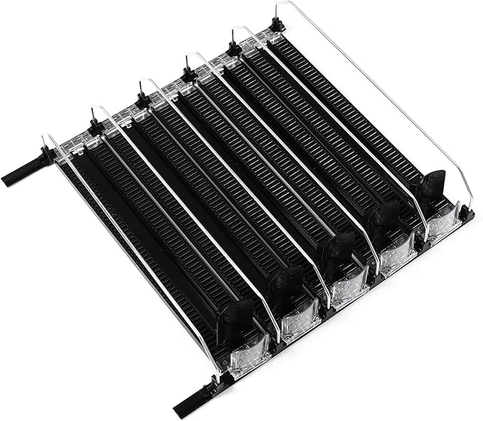 Adjustable Beverage Dispenser, Can and Bottle Organizer, Curved Spring Design, Holds Up to 6 Drinks, Easy Install for Fridge or Pantry (5PCS)