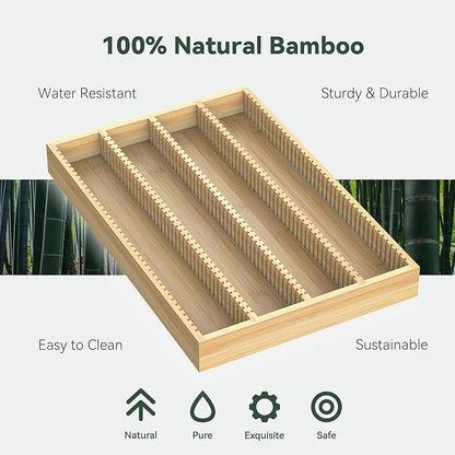 for Nespresso Vertuo Capsules - Premium Bamboo Coffee Pod Drawer Insert Organizer for Counter 15"Dx10"Wx1.5"H (40 Big or 52 Small pods)