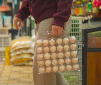 30 Piece Portable Transparent Egg Cartons,Plastic egg carton with handle,Specification 5×6 Plastic Large egg Carton For Family, Farm, Markets. (5x6 30 portable bulk egg cartons)