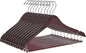 Quality Hangers Wooden Hangers Beautiful Sturdy Suit Coat Hangers with Locking Bar Chrome Hooks (50)