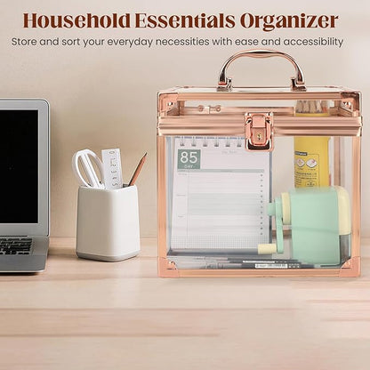Crown Box 7.9 x 6.7 x 7.5inch, Clear Makeup Case,Cosmetic Organizer, Large Capacity Transparent Acrylic Artists Display Case for Vanity,Bathroom Counter or Dresser