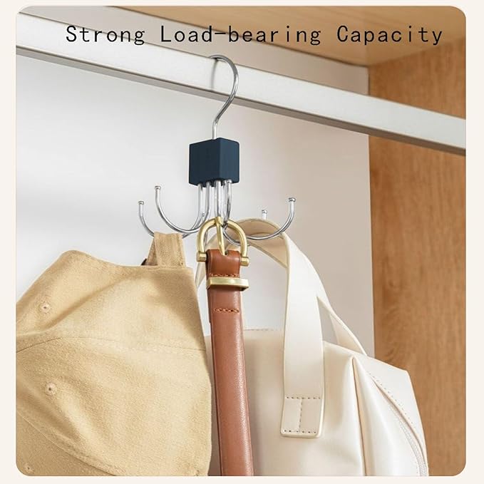 SODOI 4 Pack Multi-Functional Rotating Hook and Clothing Rack Saves Space in Your Closet, Suitable for Hats, Belts, Bags, Ties, and Vests