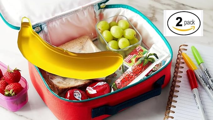 Banana Keeper On The Go Outdoor Travel Case BPA-Free Fruit Protector Portable Banana Holder Cute Carrier Storage Box 2 Pack Yellow (Banana Keeper)