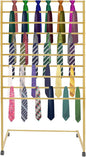 10 Tiers Rolling Display Tie & Scarf Rack Towel Belt Pants Hangers Hijab Stand Ribbon Organizer, Floor Standing Tie Scarves Necktie Holder Hanging Rack for Home Commercial Clothing Retail Store