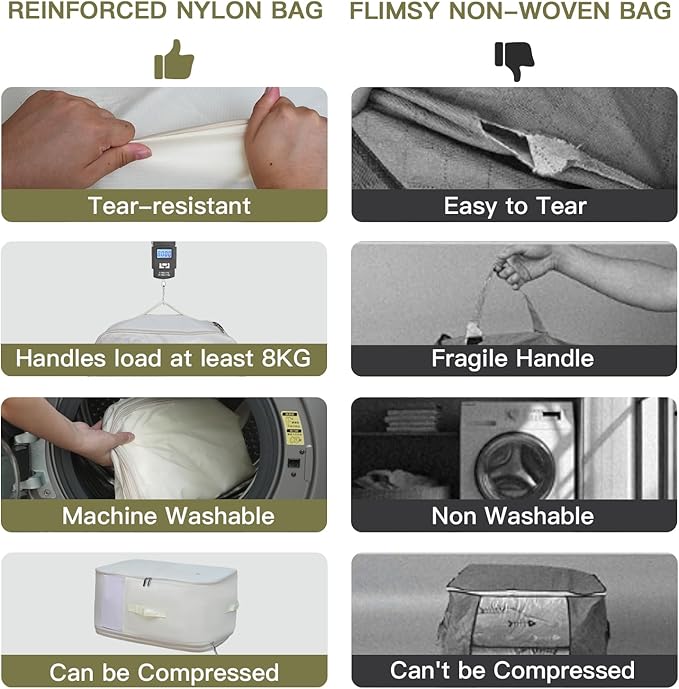 Four Oxford Cloth Comforter Storage Bags - Space-Saving, Large Capacity, Washable, Suitable for Storing Blankets and Bedding, Beige Color