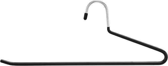 Amazon Basics Non-Slip Trouser/Slack Hangers, Pants Closet Organizer with Easy Slide Design, Metal with Rubber Coating, Black/Silver, 30-Pack