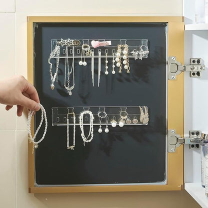 FFK 2 Pcs Acrylic Jewelry Organizer Holder Self-Adhesive Necklace Earring Bracelet Hairpin Organizer Hanger Holder Jewelry Hooks Display Cabinet Door Mounted Jewelry Organizer