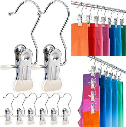 30 Pack Pants Hangers with Clip, Legging Organizer for Closet, Yoga Pants Hangers, Space Saving Hanging Closet Organizer and Storage for Socks, Panties, Underwear, Pants and Jeans (Beige)