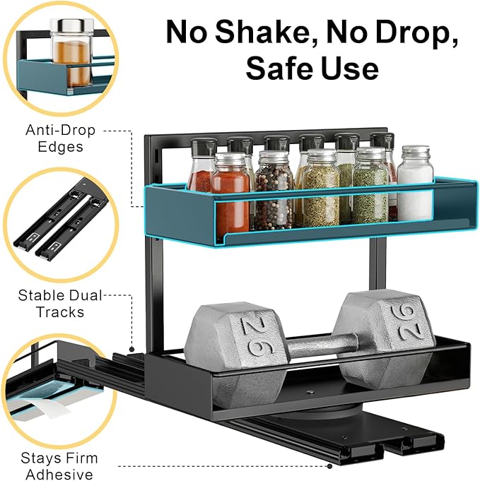 iSPECLE Vertical Spice Rack Pull Out - 1 Pack Rotate No-Drill Slide Out Spice Rack for Cabinet Swivel Easy Access Spices, Adjust Height for 4oz to 8oz Spice Jars Inside Kitchen Pantry Cabinet, White