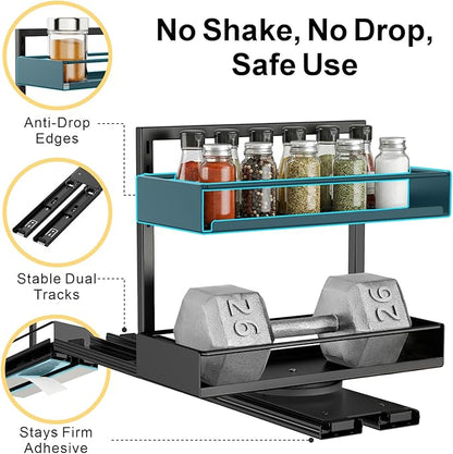 iSPECLE Vertical Spice Rack Pull Out - 1 Pack Rotate No-Drill Slide Out Spice Rack for Cabinet Swivel Easy Access Spices, Adjust Height for 4oz to 8oz Spice Jars Inside Kitchen Pantry Cabinet, White