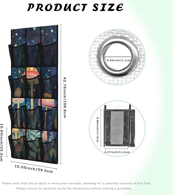 Mushroom Shoe Organizer Over The Door for BedRoom Over 12 Pockets The Door Hanging Organizer Space Saving Back Door Storage Organizer with Hook Design Shoe Holder Hanger