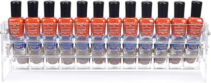 BTremary 3 Packs Clear Nail Polish Organizer Holder Shelf Rack, Acrylic Display Stand For Sunglasses Paint Essential Oils, Makeup Holder, Nail Poliahes Storage to 36 Bottles (Fit 1-2oz Bottles)