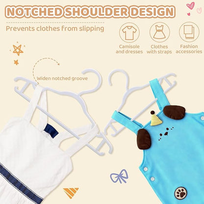 Baby Hangers 60 Pack 10.35 & 11.97 Inch Each 30 Pack Kids Clothes Hangers Plastic Infant Hangers for Closet Infant & Children Clothing Pants Coats Skirts (White)