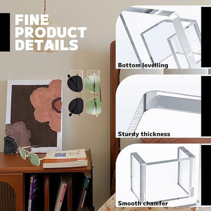 8 Packs Wall Sunglasses Organizer, Acrylic Sunglasses Holder Wall for Hanging Multiple Glasses, Clear Glasses Display Rack for Eyeglass Storage Decor Home Office Bedroom Husband Women Girls (8 Packs)